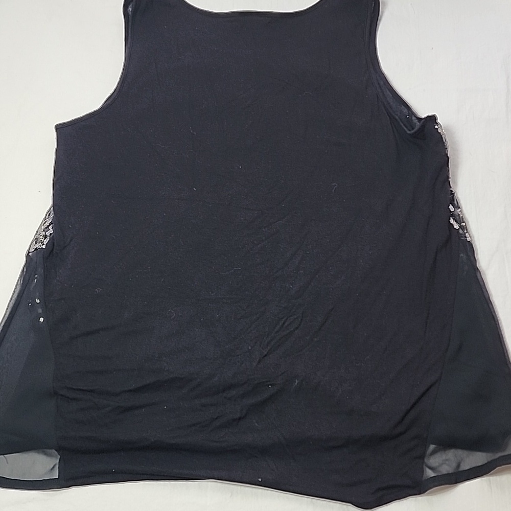 Worthington Sleeveless Black Glam Sequin Tank Top Holiday Party New Year's Eve - Picture 4 of 7